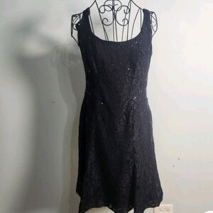 Lauren Ralph Lauren Navy Lace Sequin Cocktail Dress Size 10 Sleeveless